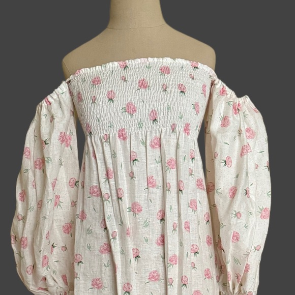 Sleeper Dresses & Skirts - SLEEPER Floral Long Bubble Sleeve Off Shoulder Dress